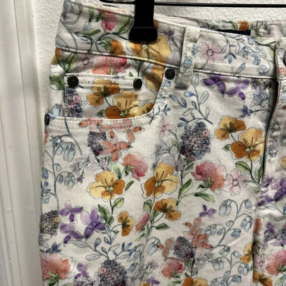Brooks Brothers Women’s Floral Jeans Orange green Spring Size 10 NWT